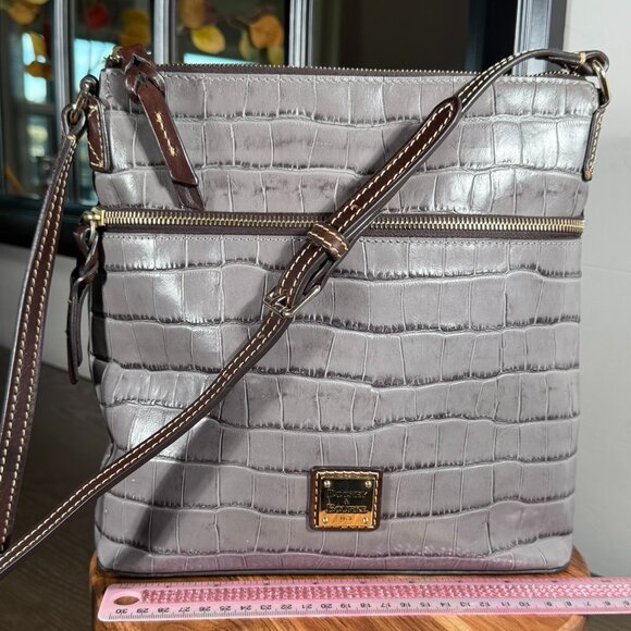 Dooney & Bourke Gray Croc-Embossed Leather Oakdale Crossbody Bag - Picture 6 of 15